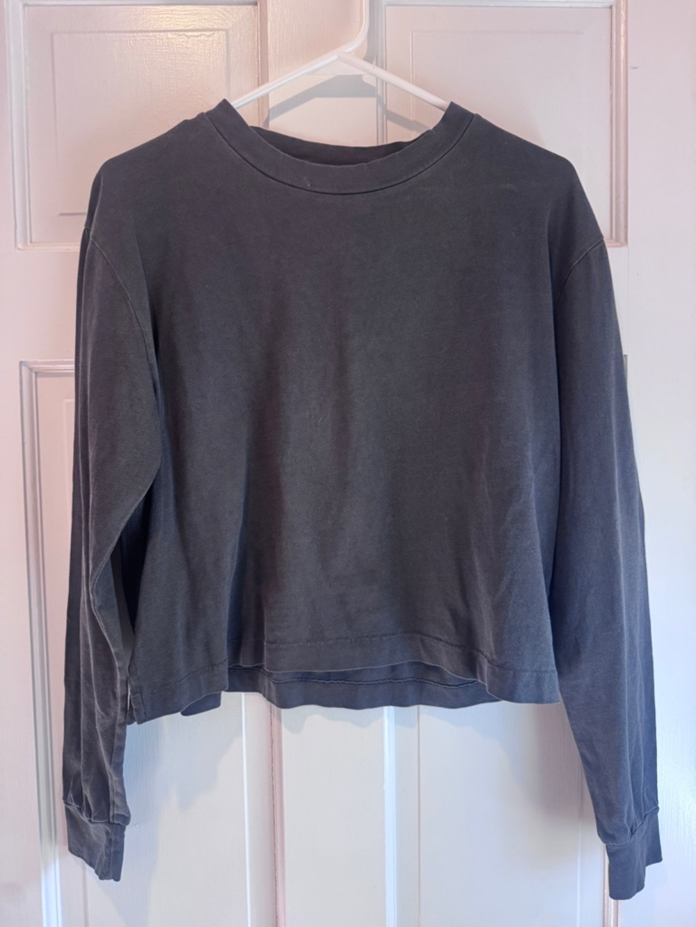 NWT Rowan Charcoal Gray Cropped Long Sleeve Tee Size S Minimalist